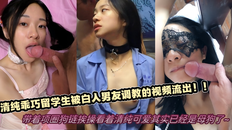 清纯乖巧留学生被白人男友调教的视频流出！！带着项圈狗链挨操看着清纯可爱，其实已经是母狗了~